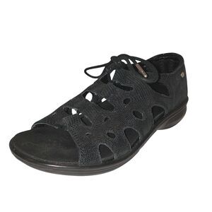 Revere Womens 7 M Napier Black Lizard Lace Up Open Toe Sandals Shoes